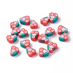 Perles en pâte polymère manuel, cerise, rouge, 10~11.5x8~10x4.5~4.7mm, Trou: 1.5mm