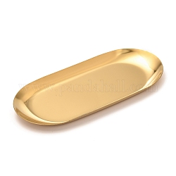 Oval 430 Edelstahl-Schmuckaufsteller, Kosmetik-Organizer-Aufbewahrungstablett, golden, 178.5x85x10 mm