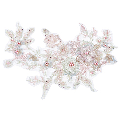 Nbeads 淡いグリーンの花刺繍ワッペン  オーガンジー刺繍レースアップリケ花アップリケ衣料用パッチ縫製結婚式の花嫁のドレス靴の装飾