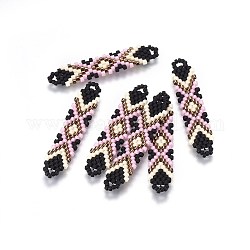 Miyuki & toho link di perline giapponesi fatti a mano, modello telaio, forma di navetta, colorato, 41.5~42.5x8.5~9x1.7mm, Foro: 2 mm