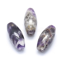 Perle di ametista naturale chevron, mezzo forato, riso, 42.5~44x19~20mm, Foro: 3 mm