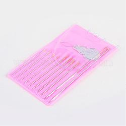 Agujas de hierro, con dispositivos de agujas de coser enhebrador, rosa, 51~75x0.8~1mm