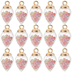 SUNNYCLUE 40Pcs Glass Pendants, with Resin Beads Inside and Golden CCB Finding, Teardrop Charms, Colorful, 25x14mm, Hole: 2.5mm