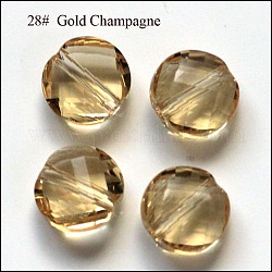 Perles d'imitation cristal autrichien, grade AAA, facette, plat rond, or, 10x5mm, Trou: 0.9~1mm
