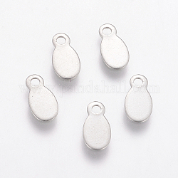 201 Stainless Steel Charms, Oval, Stamping Blank Tag, Stainless Steel Color, 10.5x5.5x0.5mm, Hole: 1.5mm