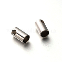 201 Stainless Steel Cord Ends, Stainless Steel Color, 10x5mm, Hole: 2mm, Inner Diameter: 4mm