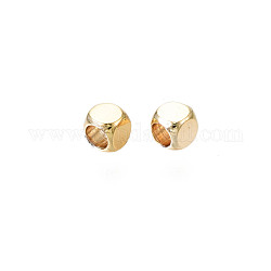 Brass Beads, Dice, Real 18K Gold Plated, 2.5x2.5x2.5mm, Hole: 1.6mm
