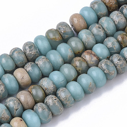 Chapelets de perles en jaspe aqua terra naturel, rondelle, 8x5mm, Trou: 1.2mm, Environ 82~83 pcs/chapelet, 15.94 pouce (40.5 cm)