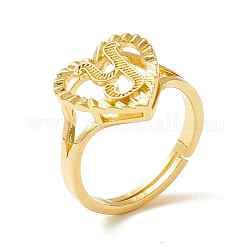 Verstellbare Ringe aus echtem 18 Karat vergoldetem Messing, Herz mit anfänglichem Versprechen Ring für Frauen, cadmiumfrei und bleifrei, letter.y, uns Größe 5 1/4 (15.9mm)