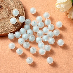 Perles en acrylique transparente, mat, Perle en bourrelet, ronde, bleu clair, 8x7.5mm, Trou: 2mm, environ 100 pcs / sachet 