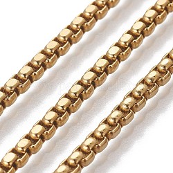 304 Stainless Steel Box Chains, Unwelded, Golden, 3x3x1.5~2mm