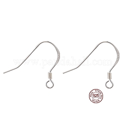 925 Sterling Silver Earring Hooks, with 925 Stamp, Silver, 16x20x1.3mm, Hole: 1.5mm, Pin: 0.5mm