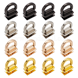 Wadorn 16 pièces 4 couleurs fermoirs de suspension en alliage d-ring, avec vis en fer, pour les accessoires de remplacement de sac, couleur mixte, 2.4x1.8x1 cm, Diamètre intérieur: 0.85x1.1 cm, 4 pcs / couleur