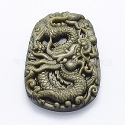 Lustre naturel or obsidienne gros pendentifs, Dragon, 57x39x11mm, Trou: 1mm