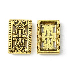 Tibetischen Stil Multi-Strang-Verbinder, Bleifrei und Nickel frei und Cadmiumfrei, Rechteck, Antik Golden Farbe, ca. 17 mm lang, 12 mm breit, 3 mm dick, Bohrung: 1.5 mm