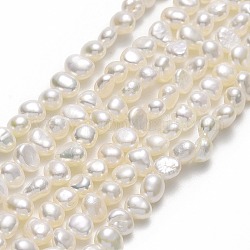 Fili di perle di perle d'acqua dolce coltivate naturali, due lati lucido, biancheria, 4.5~5.5x4x3mm, Foro: 0.6 mm, circa 83~85pcs/filo, 13.98~14.02'' (35.5~35.6 cm)