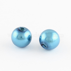 ABS Plastic Imitation Pearl Round Beads, Deep Sky Blue, 6mm, Hole: 2mm, about 5000pcs/500g