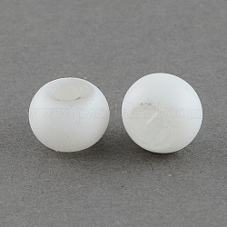 Spray Painted Glass European Beads, Large Hole Beads, Rondelle, White, 12~13x9mm, Hole: 4mm