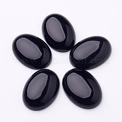 Природных драгоценных камней кабошон, черный агат, овальные, чёрные, 25x18x7 мм