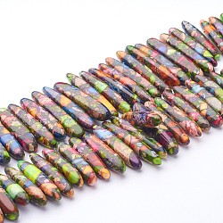 Natural Imperial Jasper Beads Strands, Rice, Dyed, Colorful, 12~42x6~8x4~7mm, Hole: 1mm, 62pcs/strand, 15.7 inch