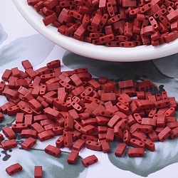 Miyuki mezza tila perline, perline giapponesi, 2 buco, (htl2040) rosso mattone metallizzato opaco, 5x2.3x1.9mm, Foro: 0.8 mm, circa 1250pcs/50g
