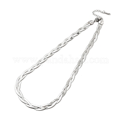 304 collar de cadena de espiga triple entrelazada de acero inoxidable para hombres y mujeres, color acero inoxidable, 14.57 pulgada (37 cm)