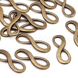 Portare fascini della lega di bronzo antico libero & nichel libero, pendenti Infinity per fare gioielli, circa 23 mm di lunghezza, 8 mm di larghezza, 2.5 mm di spessore, Foro: 8x5 mm
