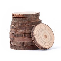 Cabochon in legno di pioppo naturale grezzo, fette di alberi di cerchi di legno, rotondo e piatto, Burlywood, 30~60x5~5.5mm
