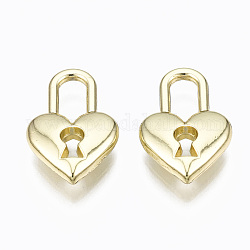 Pendente in lega, serratura con cuore,  cadmio& piombo libero, oro chiaro, 15.5x10x3mm, Foro: 3x6 mm