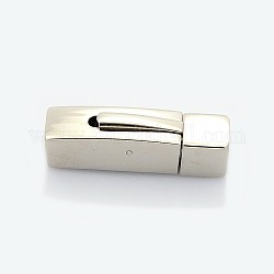 Quader 304 Edelstahl Bajonett Halskette Spangen, Edelstahl Farbe, 30x9x8 mm, Bohrung: 6 mm