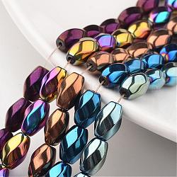 Chapelets de perles en hématite synthétique sans magnétiques, ovale torsadée, couleur mixte, 12x8~9mm, Trou: 1mm, Environ 33 pcs/chapelet, 15.7 pouce