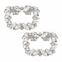 OLYCRAFT 2Pcs Crystal Shoe Buckle Silver Rhinestone Shoe Buckle Crystal Shoe Clips with Detachable Alloy Buckle Clip for Women Wedding Party Shoe Jewelry Accessories 1.65x2.4x0.35