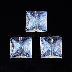 透明なアクリルビーズ  グリッターパウダー  正方形  透明  14x14x6.5mm  穴：1.6mm  約510個/500g