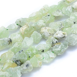 Raw Rough Natural Prehnite Beads Strands, Nuggets, 6~15x6~15x5~10mm, Hole: 0.7mm, about 37~45pcs/strand, 15.75 inch(40cm)