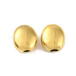 Revestimiento iónico (ip) 304 perlas de acero inoxidable, oval, real 18k chapado en oro, 8x7x4mm, agujero: 1.6 mm