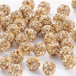 Perles de strass en argile polymère, Perles de boule pavé disco , Grade a, lt.col.topaz, pp9 (1.5mm), 1.6mm, Trou: 6mm