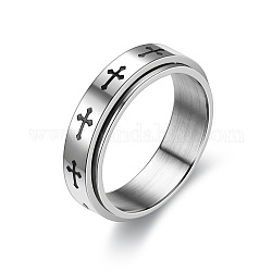 Anello girevole per dito in acciaio al titanio, anello di sollievo dallo stress per l'ansia della fascia spinner per uomini donne, modello di croce, misura degli stati uniti 11 (20.6mm)