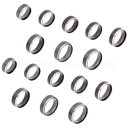 Universale Set di anelli a fascia semplici in acciaio inossidabile da 16 pz 8 misura 304, elettroforesi nera, diametro interno: 16~22mm, 2pcs / size