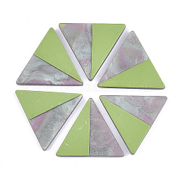 Cabuchones de resina, triángulo, verde amarillo, 26x30x2.5~3mm