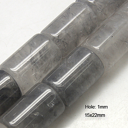 Natural Cloudy Quartz Beads Strands, Column, Gray, 22x15mm, Hole: 1mm, about 18pcs/strand, 15.5inch