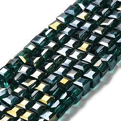 Electroplate Glass Beads Strands, AB Color Plated, Faceted, Cube, Turquoise, 6x6x6mm, Hole: 1mm