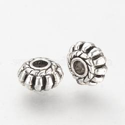 Perles en alliage de style tibétain, Sans cadmium & sans nickel & sans plomb, lanterne, argent antique, 8x4.5mm, Trou: 2mm