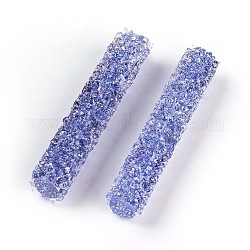 Strass perline di vetro, per la creazione di gioielli fai da te, tubo, zaffiro, 32~33x6mm, Foro: 0.8 mm
