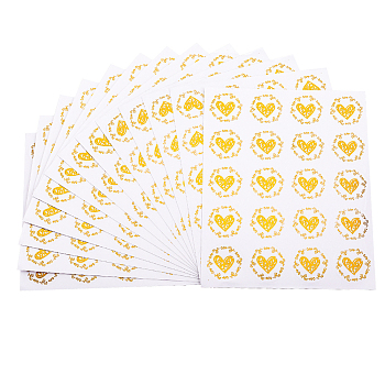 CRASPIRE 25 Sheet Heart Gold Sealing Stickers Valentine's Day Love Heart Stickers Waterproof Self-Adhesive Decals Sticky Lables for Wedding Invitations Cards Decorative Envelopes Party Favors STIC-WH0004-16