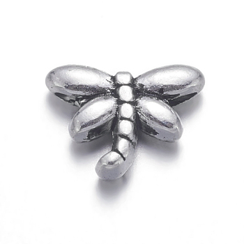 Perles en argent tibétain  , sans plomb et sans cadmium, libellule, argent antique, longueur d'environ 8.2 mm , trou: environ 1 mm