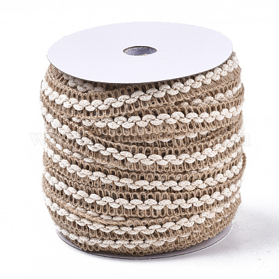 1 Roll Braided Burlap Ribbon, Hessian Ribbon, Jute Ribbon, for Crafts  Wrapping Gifts and Rustic Wedding Decorations, Tan, 1/2 inch(13~15mm),  about