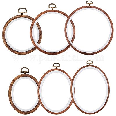 Wholesale NBEADS 6 Pcs Rubber and Plastic Embroidery Hoops 