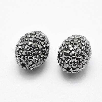 Handgemachte Fimo-Perlen Strass&nbsp;RB-L030-21B-16x12mm-1