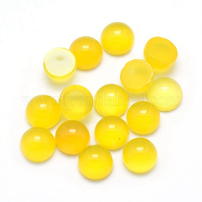 Natürliche gelbe Achat Cabochons&nbsp;G-P393-R06-4mm-1