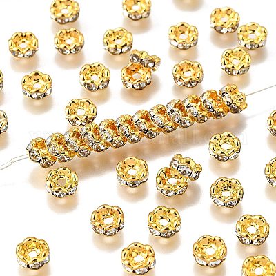 Messing Strass Zwischen perlen&nbsp;RB-A014-L6mm-01G-NF-1